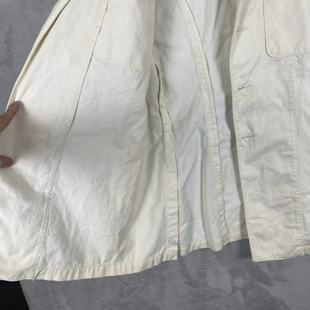 True Vtg 30s 40s Sanforized White Cotton Twill Chore Uniform Jacket Portlite